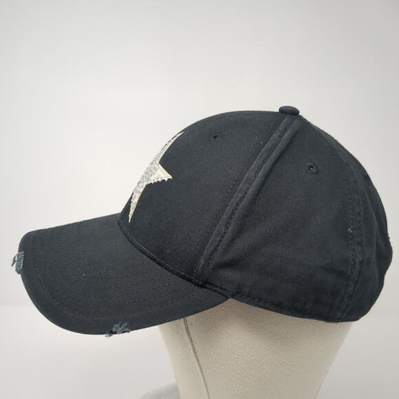 Star Slideback Baseball Cap Black One Size Adjustable Distressed Royal Plush - Picture 3 of 8